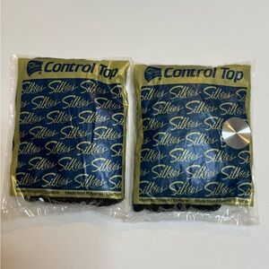 Silkies Pantyhose‎ / Nylons Queen XL Jet Black Control Top #758 Made In USA LOT